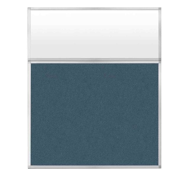 Hush Panel Configurable Cubicle Partition 5' x 6' W/ Window Caribbean Fabric Frosted Window